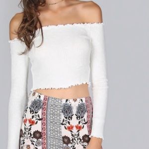 white off shoulder crop